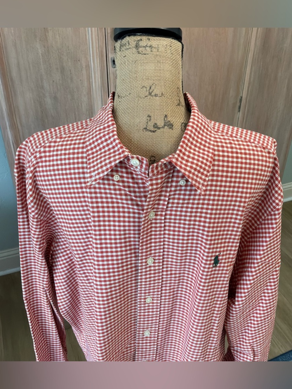 Polo by Ralph Lauren rust Orange Gingham Oxford Button Down Shirt Classic fit XL